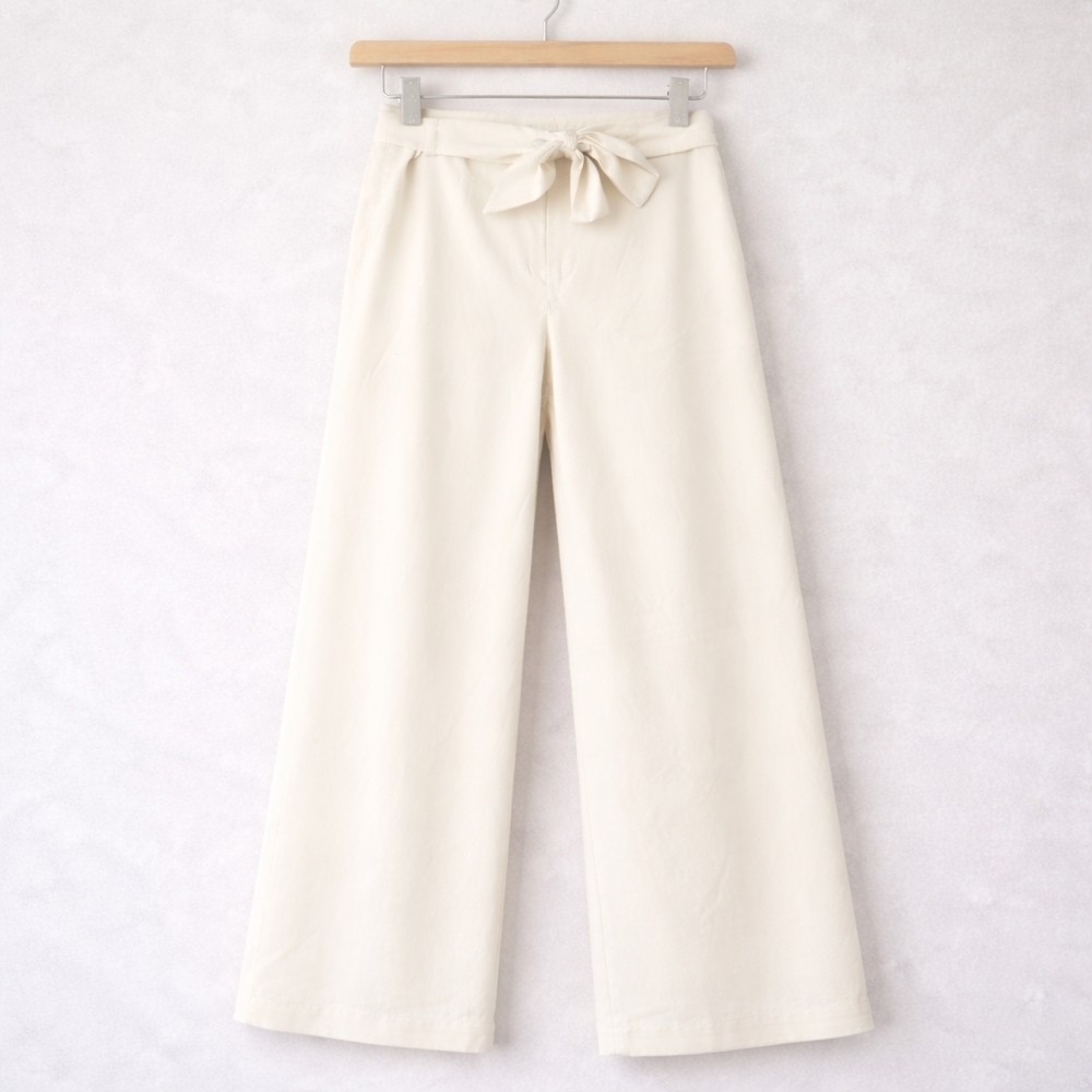 ANTONIO MELANI Jade Wide Leg Paperbag Waist Cropped Pants – Size 10 – Creamy Off